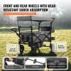 VEVOR Wagon Stroller for 2 Kids, Push Pull Quad Collapsible Stroller with Adjustable Handle, Encircling Harness Removable Canopy, 4 Wheels w/ Brakes