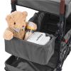 VEVOR Wagon Stroller for 2 Kids, Push Pull Quad Collapsible Stroller with Adjustable Handle, Encircling Harness Removable Canopy, 4 Wheels w/ Brakes