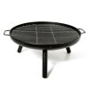 23 Inch Outdoor Fire Pit, Durable Wood Burning Fireplace Bowl with Grill Rack for Patio Garden, Backyard, Porch , Camping, BBQ, Picnic Bonfire