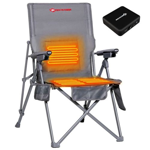 Antarctica Gear Heated Camping Chair With 12V 16000mAh Battery Pack, Heated Portable Chair, Perfect For Camping, Outdoor Sports, Hunting